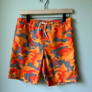 Lands End Orange Camouflage Swim Shorts